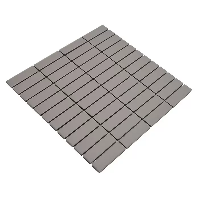 Mozaïektegel stroken Uni CU ST 001 - 29,7 x 29 cm, Lichtgrijs, Mat - Diagonaal zicht