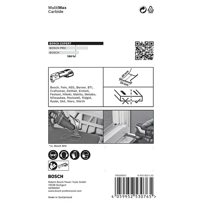 Bosch Tauchsägeblatt MultiMax Precision - 40 x 32 mm - Rückansicht