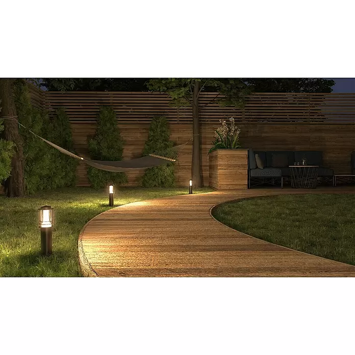 Müller-Licht Tint LED-Wegeleuchte Tint Petunia 3er-Set - 14 W, Schwarz, Höhe: 35 cm, RGBW - Stimmungsaufnahme