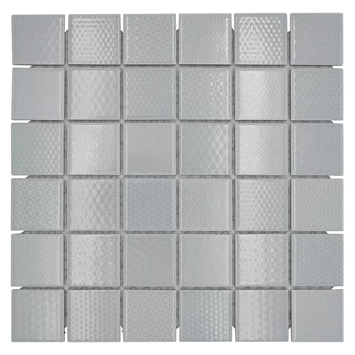 Mozaïektegel vierkant Retro Celadon CH M4 - 29,8 x 29,8 cm, Grijsgroen, Glanzend - Bovenaanzicht