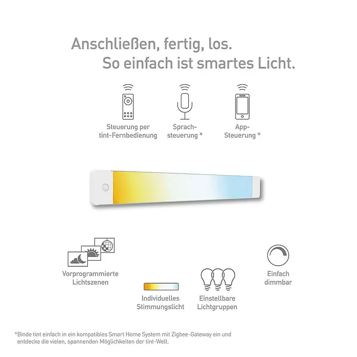 Müller-Licht Tint LED-Unterbauleuchte Tint Alba - 14 W, Weiß, L x B x H: 50 x 6 x 1 cm, Einstellbare Farbtemperatur - Anwendungsbeispiel