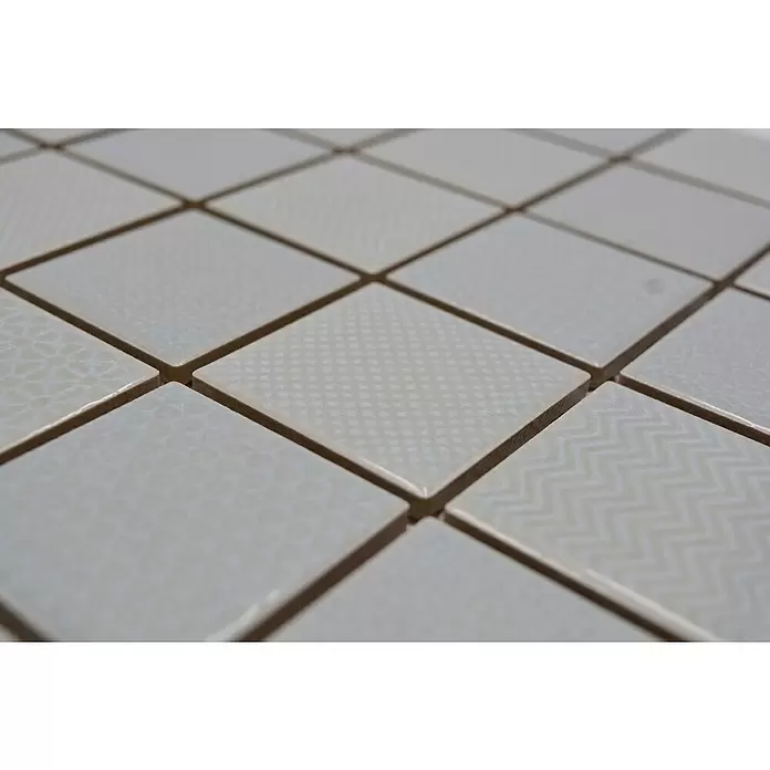 Mozaïektegel vierkant Retro Celadon CH M4 - 29,8 x 29,8 cm, Grijsgroen, Glanzend - Close-up