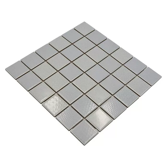 Mozaïektegel vierkant Retro Celadon CH M4 - 29,8 x 29,8 cm, Grijsgroen, Glanzend - Diagonaal zicht