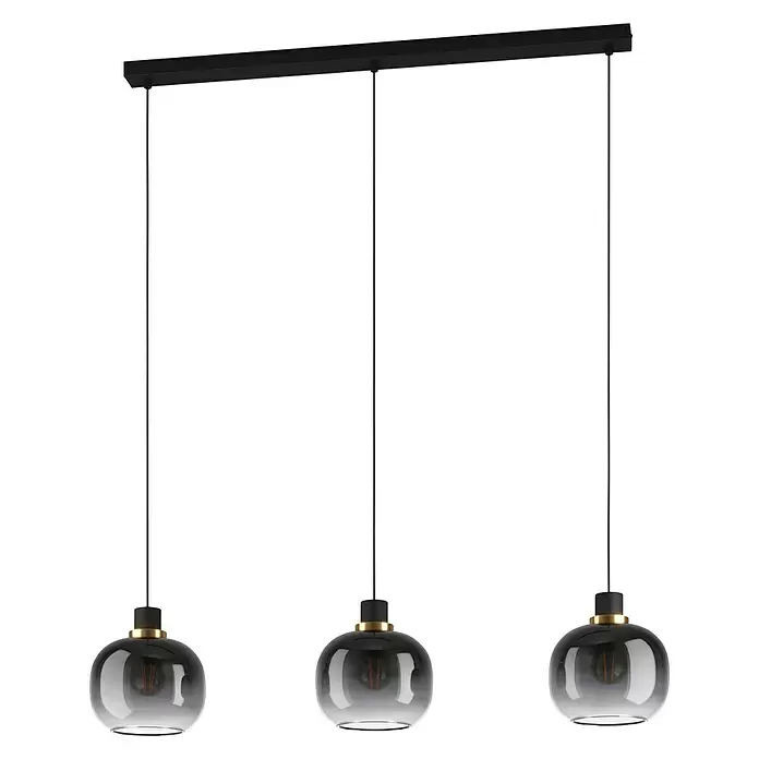 Eglo Pendelleuchte OILELLA - 40 W, L x B x H: 95 x 19 x 110 cm, Schwarz/Messing, E27 - Vorderansicht