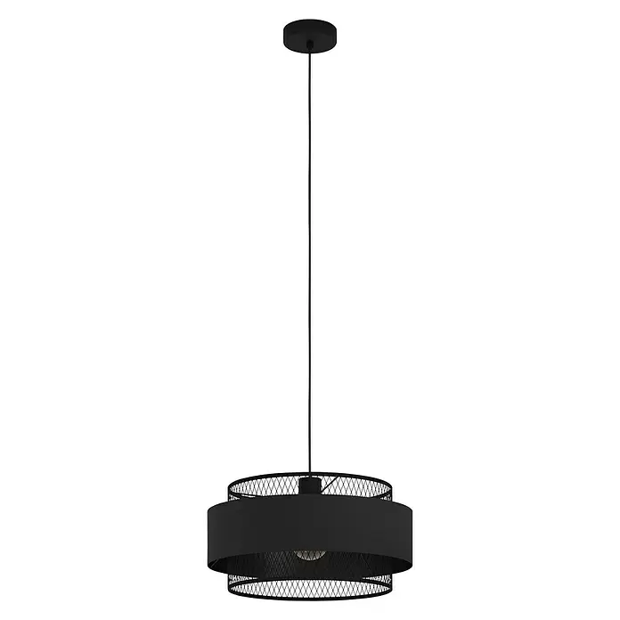 Eglo Pendelleuchte rund - 40 W, Ø x H: 400 mm x 110 cm, Schwarz, E27 - Vorderansicht