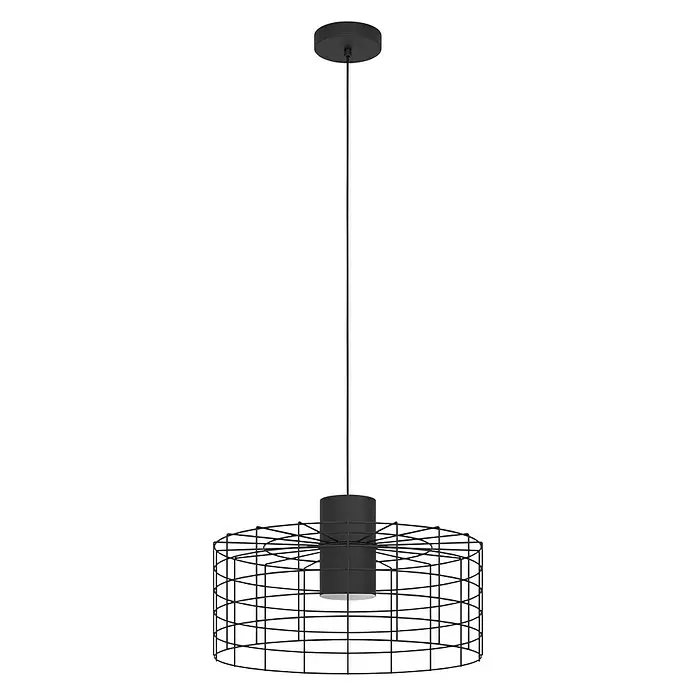 Eglo Pendelleuchte rund MILLIGAN - 40 W, Ø x H: 480 mm x 110 cm, Schwarz/Weiss, E27 - Vorderansicht