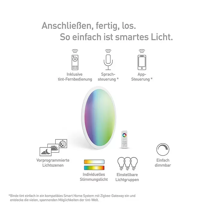 Müller-Licht Tint LED-Panel rund Tint Loris - 30 W, Ø x H: 450 mm x 5,1 cm, Weiß, Warmweiß - Anwendungsbeispiel