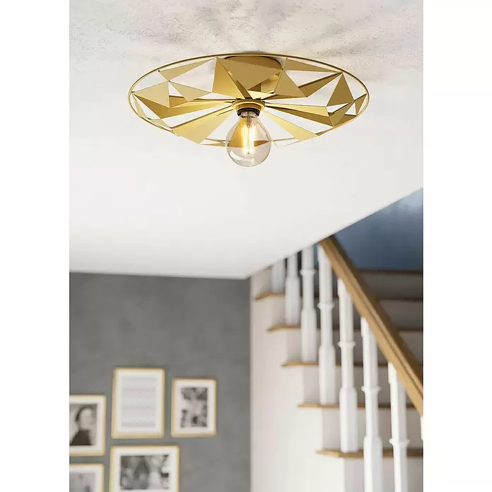 Eglo Deckenleuchte rund CASTANUELO - 40 W, Ø x H: 425 mm x 100 cm, Gold, E27 - Stimmungsaufnahme