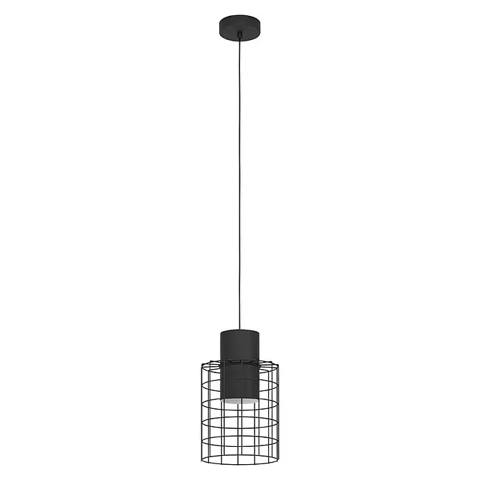 Eglo Pendelleuchte rund MILLIGAN - 40 W, Ø x H: 200 mm x 110 cm, Schwarz/Weiss, E27 - Vorderansicht