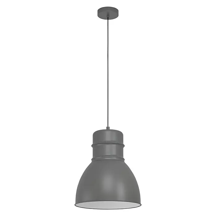 Eglo Pendelleuchte rund EBURY - 60 W, Ø x H: 380 mm x 110 cm, Grau/Weiß, E27 - Vorderansicht