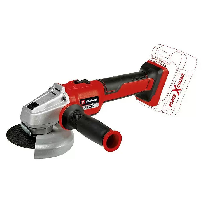 Einhell Power X-Change Akku-Winkelschleifer AXXIO 18/125 Q - 18 V, Ohne Akku, Durchmesser Scheibe: 125 mm, 8.500 U/min - Diagonale Ansicht
