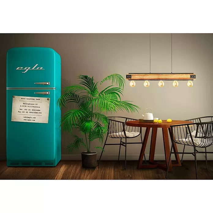 Eglo Pendelleuchte LAYHAM - 60 W, L x B x H: 96 x 85 x 110 cm, Braun/Schwarz, E27 - Stimmungsaufnahme