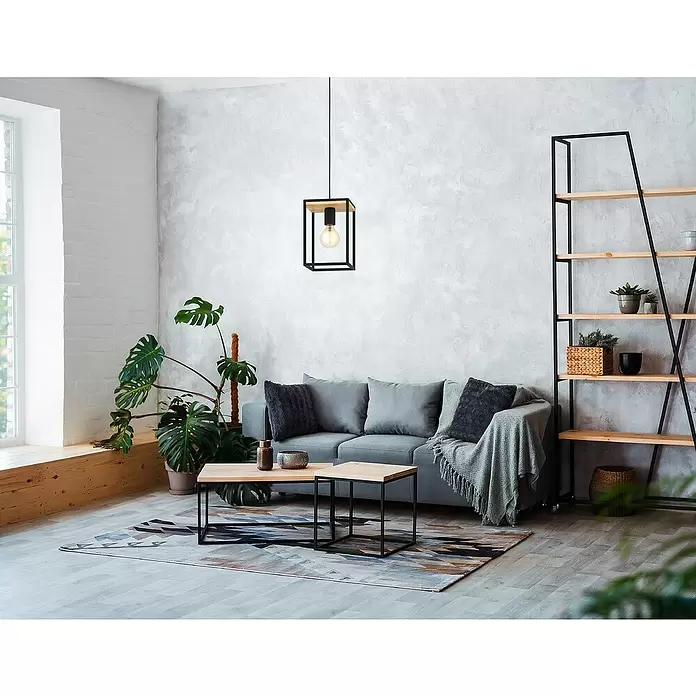 Eglo Pendelleuchte LIBERTAD - 40 W, L x B x H: 18 x 18 x 110 cm, Schwarz/Braun, E27 - Stimmungsaufnahme