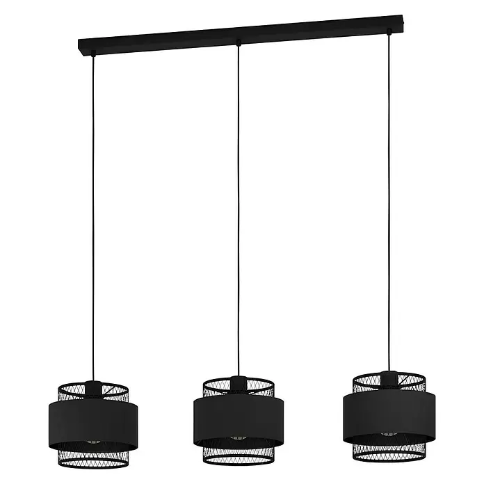 Eglo Pendelleuchte BAZELY - 40 W, L x B x H: 99 x 23 x 110 cm, Schwarz, E27 - Vorderansicht