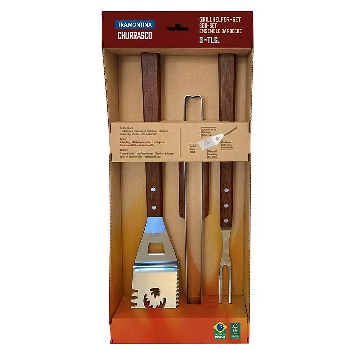 Tramontina Grillbesteck Set Churrasco - 3 -tlg., Edelstahl - Vorderansicht