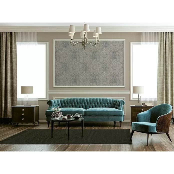 AS Creation Mata Hari Vliestapete - Blau/Kupfer, Ornament, 10,05 x 0,53 m - Stimmungsaufnahme