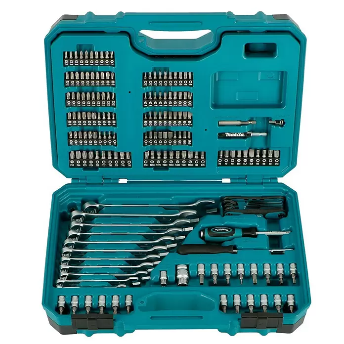 Makita Juego de cajas de herramientas - Contenido: 221 pzs. - Vista angular