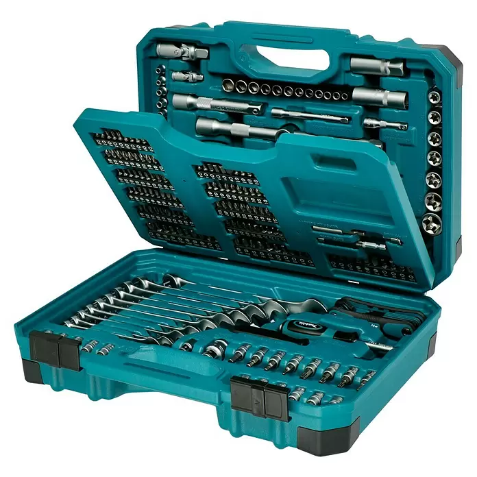 Makita Werkzeugkoffer-Set E-10883 - Inhalt: 221 -tlg. - Diagonale Ansicht