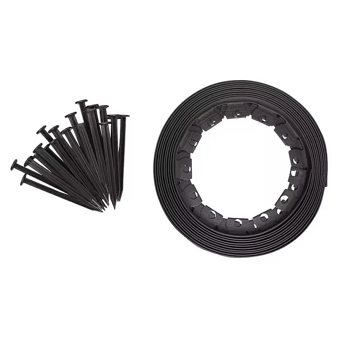 Rasenkante elastisch - Kunststoff, L x B x H: 10 m x 0,3 cm x 4 cm, Anthrazit - Vorderansicht