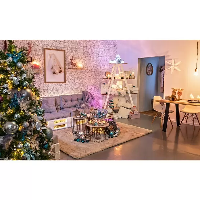 Luz de Navidad LED Muñeco de Nieve - Blanco, Fibra acrílica, L x An x Al: 17 x 16 x 31 cm - Foto ambiente
