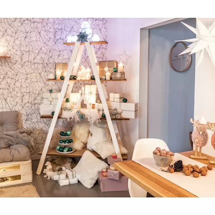 Luz de Navidad LED Muñeco de Nieve - Blanco, Fibra acrílica, L x An x Al: 17 x 16 x 31 cm - Foto ambiente