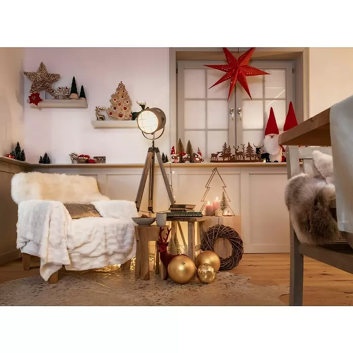 Luz de Navidad LED Estrella - Estrella, Rojo, Oro, Número de LED: 10 ud. - Foto ambiente