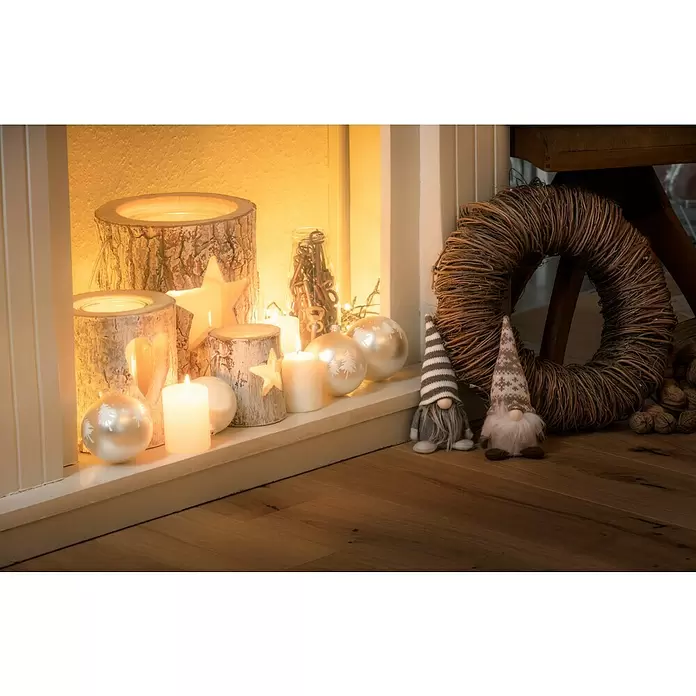 Windlicht Holz - Ø x H: 16 x 18 cm, Holz, Herz - Stimmungsaufnahme