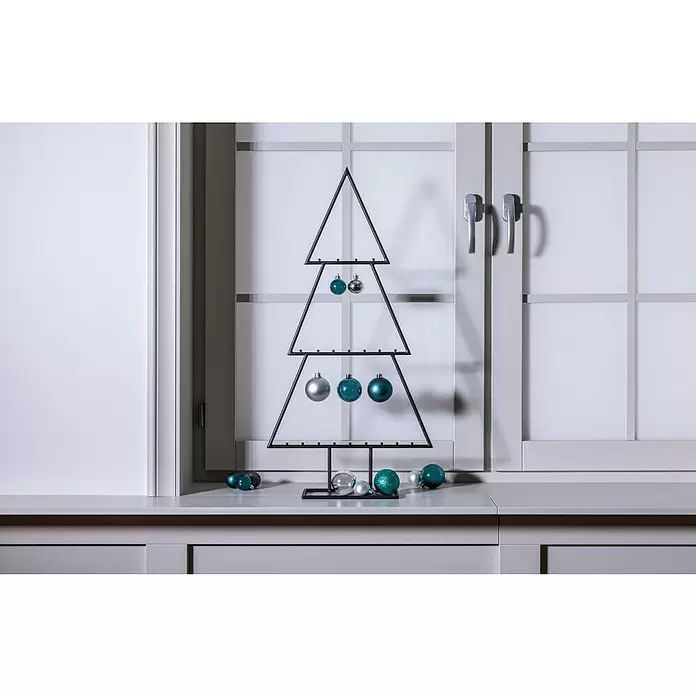 Christbaumkugel-Mix Grey-Emerald - Grau, Grün, Kunststoff, Durchmesser: 4 cm - 6 cm, 50 Stk. - Stimmungsaufnahme