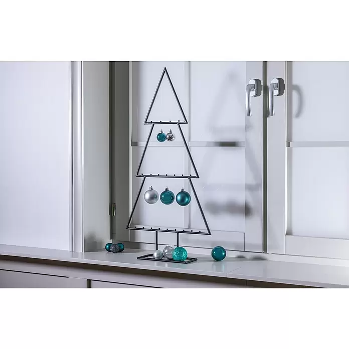 Christbaumkugel-Mix Grey-Emerald - Grau, Grün, Kunststoff, Durchmesser: 4 cm - 6 cm, 50 Stk. - Stimmungsaufnahme
