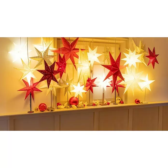 Luz de Navidad LED Estrella - Estrella, Rojo, Oro, Número de LED: 10 ud. - Foto ambiente