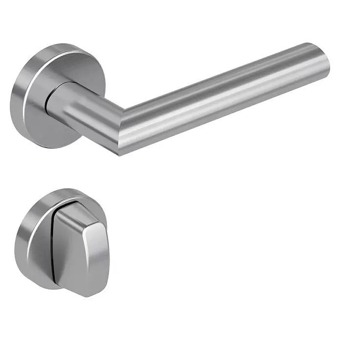 Diamond Doors Modern Zimmertürgarnitur WC Detroit - Türstärke: 40 mm - 45 mm, Schlitzkopf/Olive SK/OL, Edelstahl, L-Form - Diagonale Ansicht