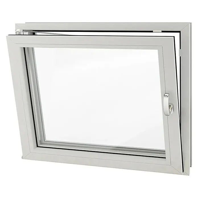 Solid Elements Kellerfenster - B x H: 80 x 40 cm, DIN Anschlag: Links, Weiß - Diagonale Ansicht
