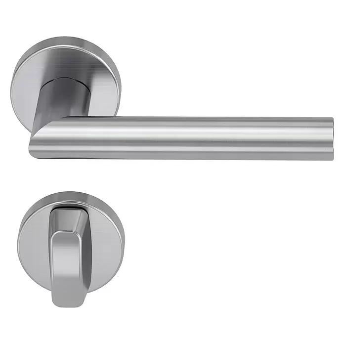 Diamond Doors Modern Zimmertürgarnitur WC Detroit - Türstärke: 40 mm - 45 mm, Schlitzkopf/Olive SK/OL, Edelstahl, L-Form - Vorderansicht