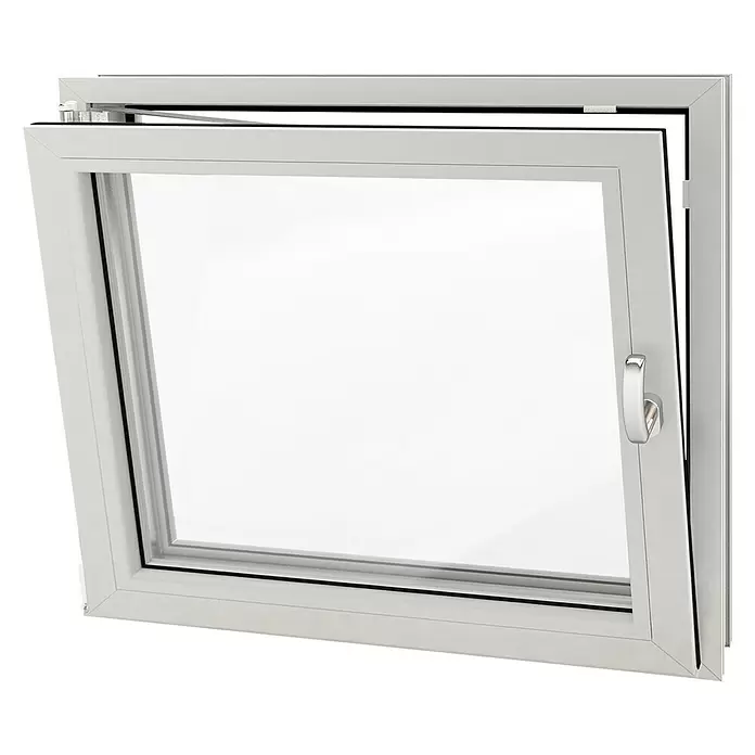 Solid Elements Kellerfenster - B x H: 80 x 50 cm, DIN Anschlag: Links, Weiß - Diagonale Ansicht