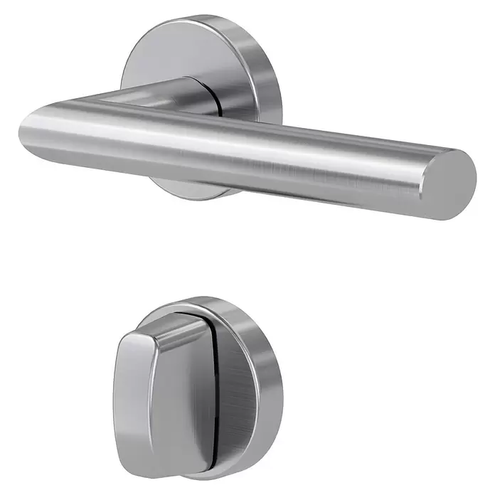 Diamond Doors Modern Zimmertürgarnitur WC Detroit - Türstärke: 40 mm - 45 mm, Schlitzkopf/Olive SK/OL, Edelstahl, L-Form - Diagonale Ansicht