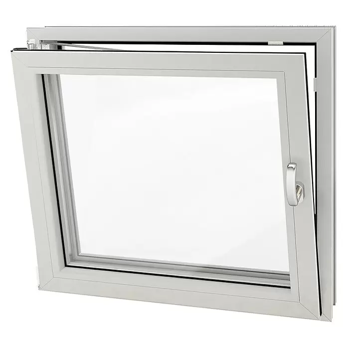 Solid Elements Kellerfenster - B x H: 80 x 60 cm, DIN Anschlag: Links, Weiß - Diagonale Ansicht