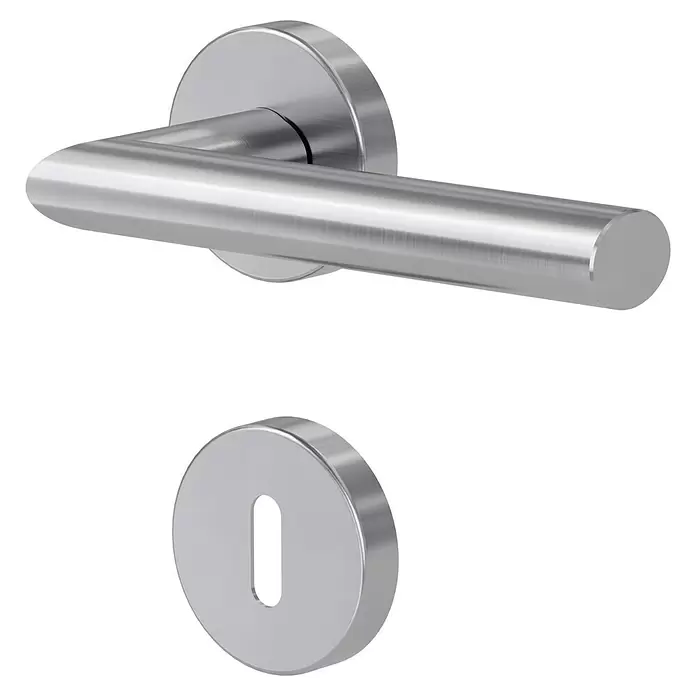 Diamond Doors Modern Zimmertürgarnitur Detroit - Türstärke: 40 mm - 45 mm, Buntbart BB, Edelstahl, L-Form - Diagonale Ansicht