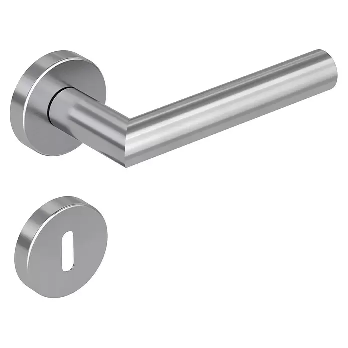 Diamond Doors Modern Zimmertürgarnitur L-Form Premium antibakteriell - Türstärke: 40 mm - 45 mm, Buntbart BB, Edelstahl, L-Form - Diagonale Ansicht