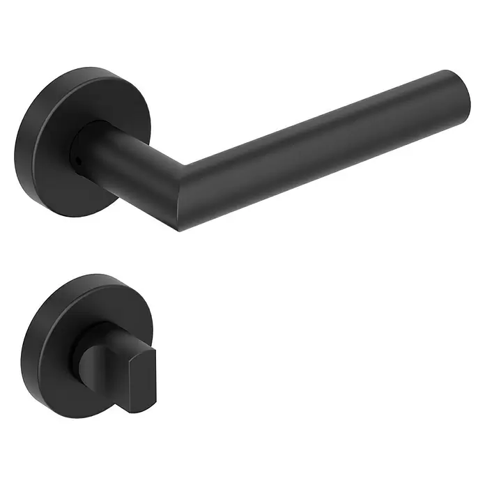 Diamond Doors Modern Zimmertürgarnitur WC L-Form - Türstärke: 40 mm - 45 mm, Lochung: Schlitzkopf/Olive SK/OL, Metall, Form Drücker: L-Form - Diagonale Ansicht