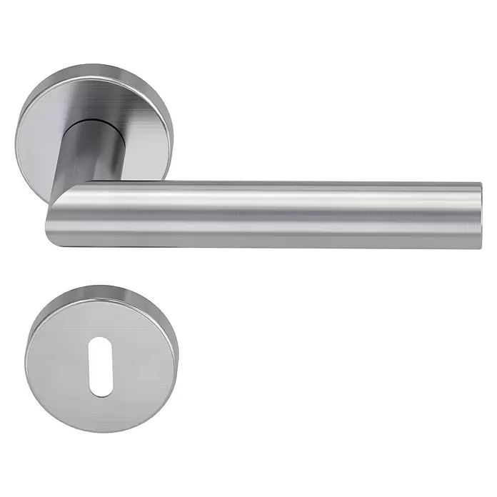 Diamond Doors Modern Zimmertürgarnitur L-Form Premium antibakteriell - Türstärke: 40 mm - 45 mm, Buntbart BB, Edelstahl, L-Form - Vorderansicht