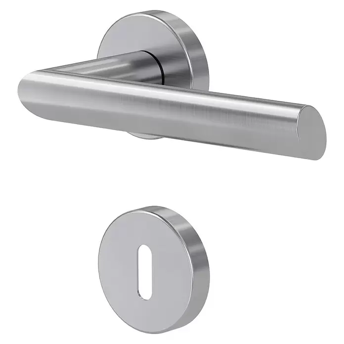 Diamond Doors Modern Zimmertürgarnitur South Dakota - Türstärke: 40 mm - 45 mm, Buntbart BB, Edelstahl, L-Form - Diagonale Ansicht