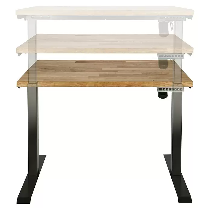 Tischgestell E-MORE - Breitenverstellbar: 1.000 mm - 1.500 mm, Höhenverstellung: 695 mm - 1.175 mm, Schwarz - Vorderansicht