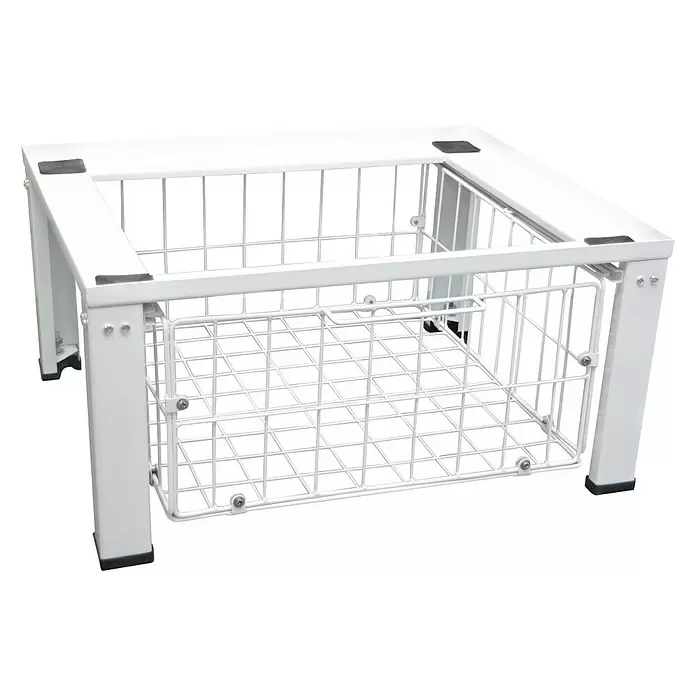 Nedco Wasmachineverhoger met draadmand - 61 x 55 x 30 cm, Wit - Diagonaal zicht