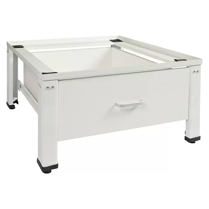 Nedco Wasmachineverhoger met lade - 61 x 55 x 30 cm, Wit - Diagonaal zicht