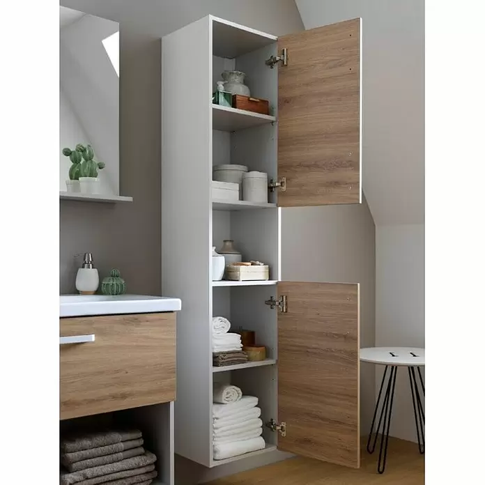 Kolpa San Kupaonski ormarić Evelin - 346 x 370 x 1.700 mm, Hrast Bruges - Živopisni prikaz