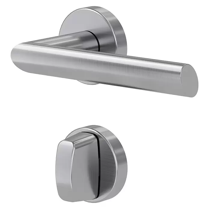 Diamond Doors Modern Zimmertürgarnitur WC South Dakota - Türstärke: 40 mm - 45 mm, Schlitzkopf/Olive SK/OL, Edelstahl, L-Form - Diagonale Ansicht