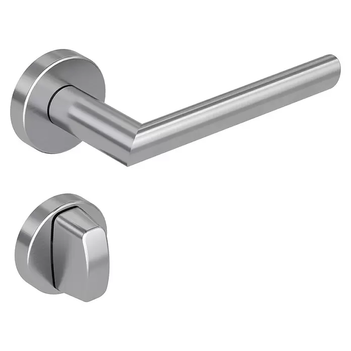 Diamond Doors Modern Zimmertürgarnitur WC South Dakota - Türstärke: 40 mm - 45 mm, Schlitzkopf/Olive SK/OL, Edelstahl, L-Form - Diagonale Ansicht