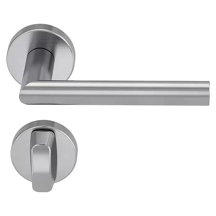 Diamond Doors Modern Zimmertürgarnitur WC South Dakota - Türstärke: 40 mm - 45 mm, Schlitzkopf/Olive SK/OL, Edelstahl, L-Form - Vorderansicht