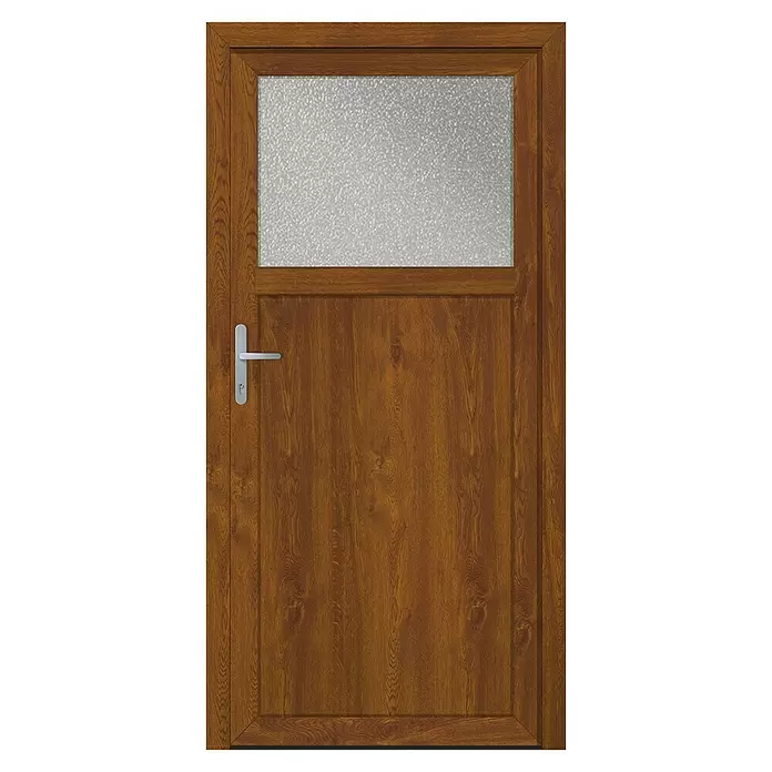 Solid Elements Nebeneingangstür Modell 8004 - 98 x 198 cm, DIN Anschlag: Links, Golden Oak/Weiß - Vorderansicht