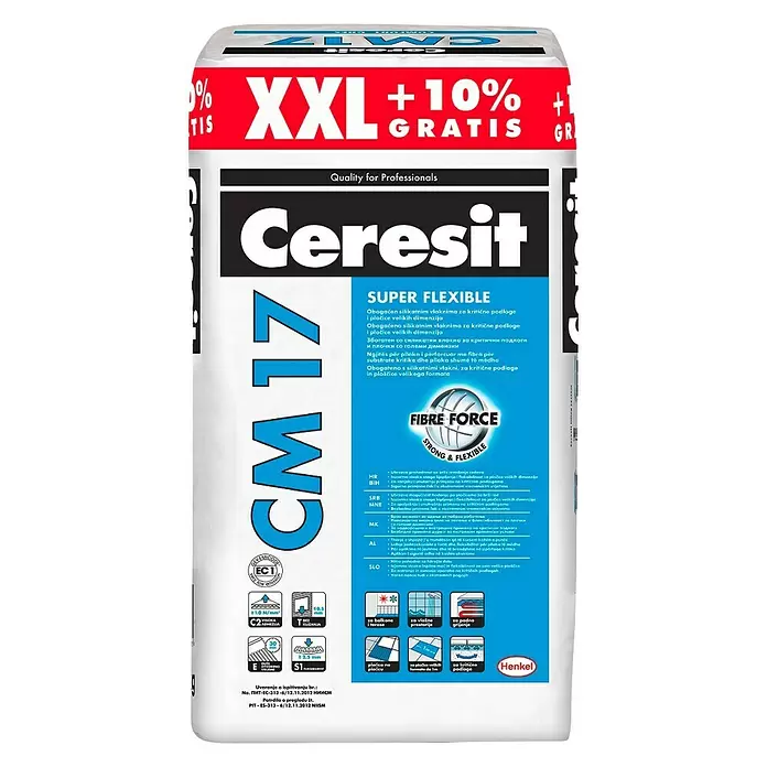 Ceresit Fleksibilno ljepilo CM 17 XXL - Sive boje, 27,5 kg - Pogled sprijeda